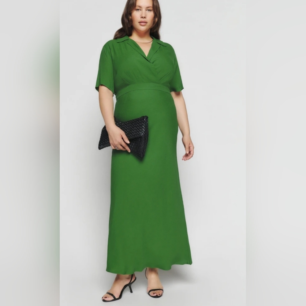 Reformation Womens Green Short Sleeve Danika Maxi Dress Size 1X NWT Retro